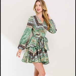 Green Patterned Dress NWT